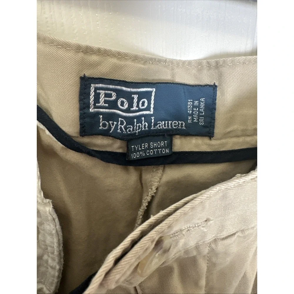 Polo Ralph Lauren Tyler Shorts Mens 35 Khaki Pleated Classic Fit‎ Cotton Chino